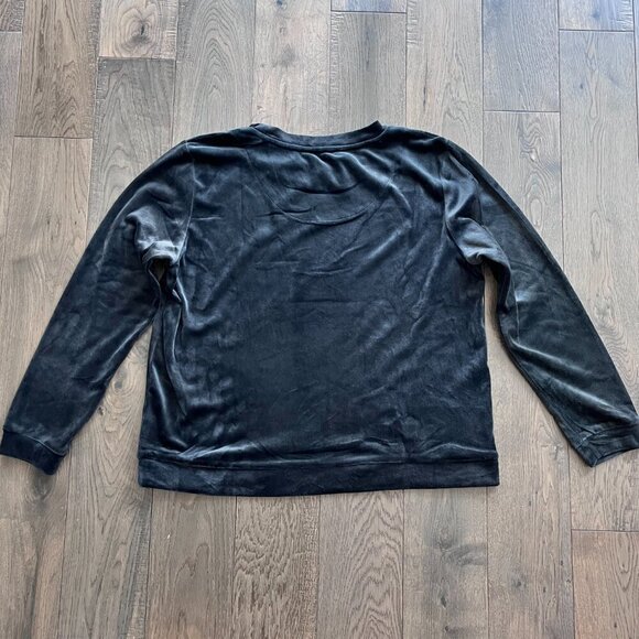 Juicy Couture Velour Rhinestone Logo Sweatshirt Black Size L Pullover Sleepwear - Picture 3 of 6
